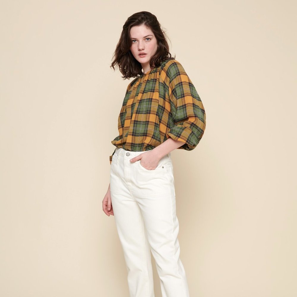 Acote Plaid Sweatshirt Blouse